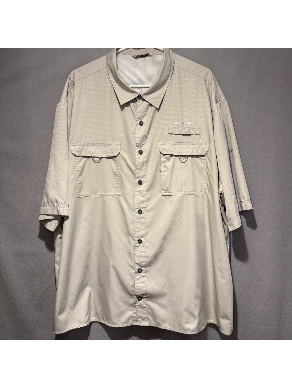 Field & Stream Short Sleeve Button Vented Fishing Shirt Smartcool XXL Beige